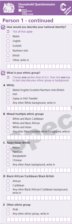 Example of question 15 from the 2011 census (Wales)