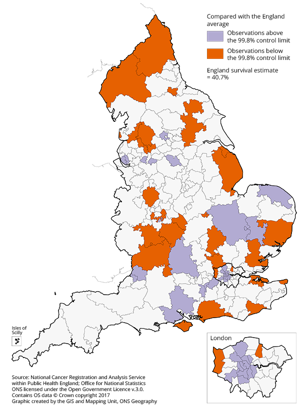 Index of cancer survival for Clinical Commissioning Groups in England