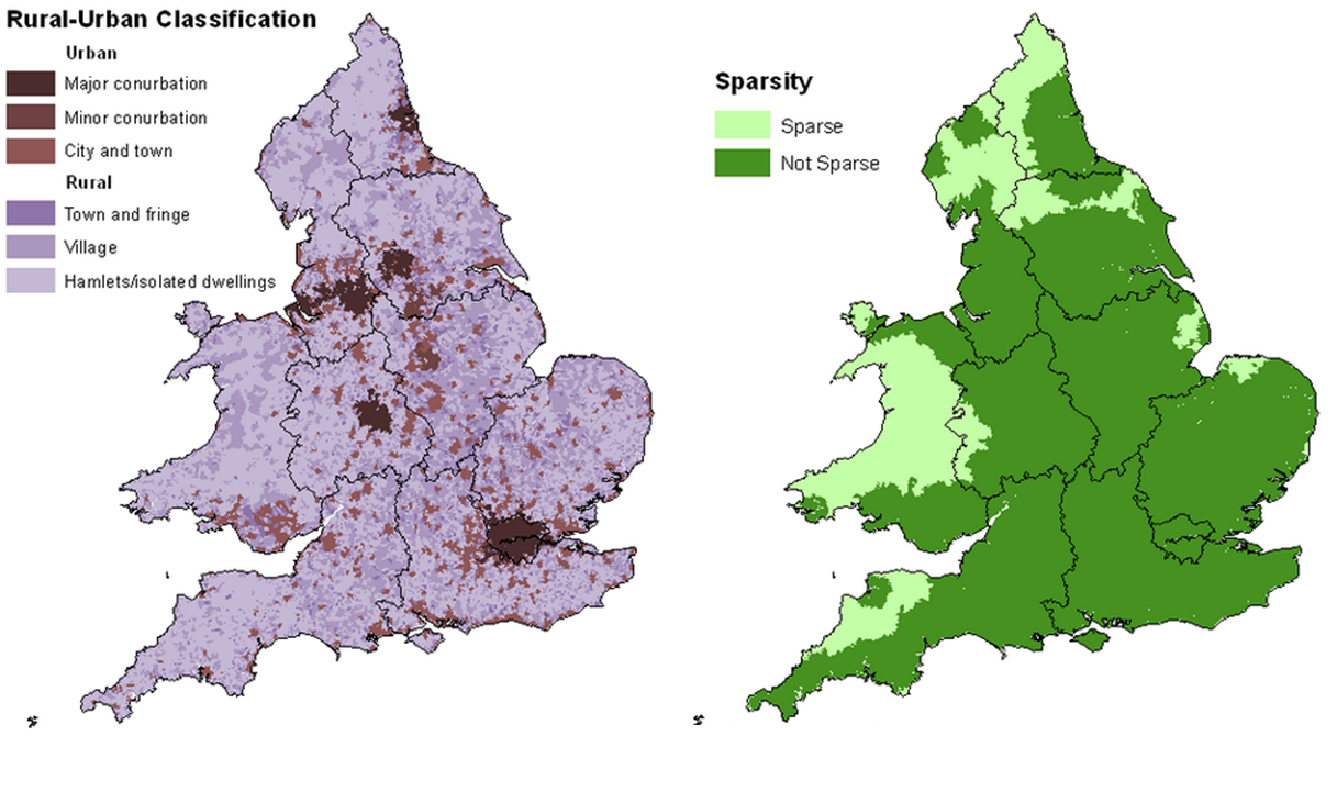Rural areas comprise the majority of land in England and Wales, yet only 18.5% of the population