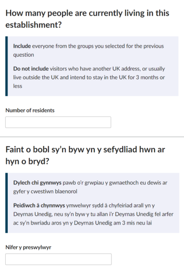 Communal establishments and individual questionnaire question ...