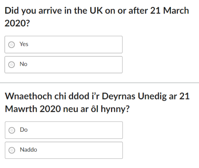 Census 2021 question: Did you arrive in the UK on or after 21 March 2020?