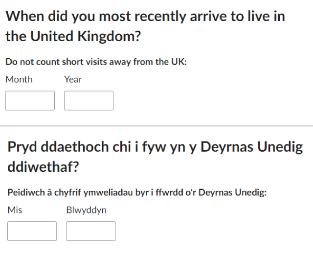 Census 2021 question: When did you most recently arrive to live in the United Kingdom?
