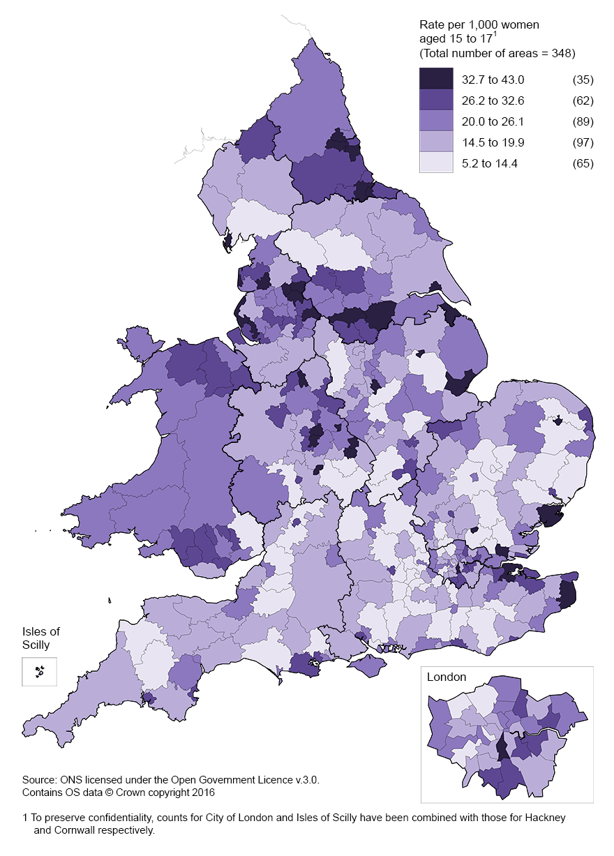 The North East region had the highest under 18 conception rate in 2014.