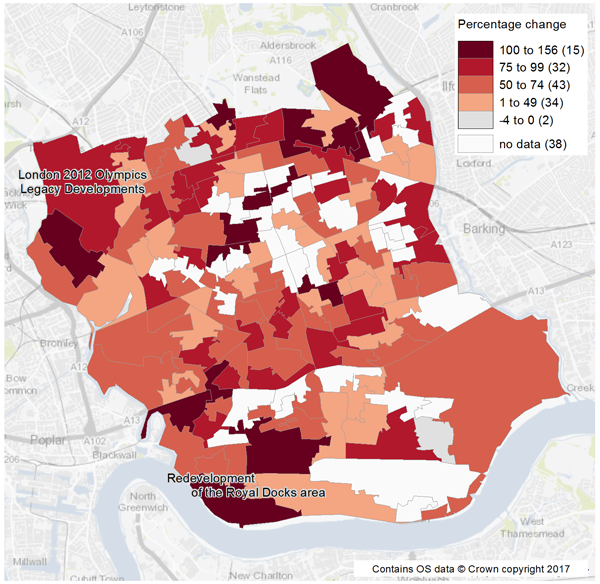 There were many pockets of high house price rises across the borough of Newham.