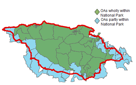 Groups of OAs that have postcodes lying within National Park boundaries are used for wider areas.