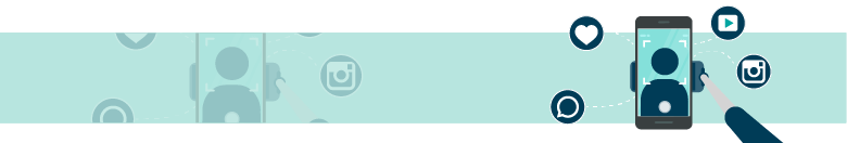 Smartphone on selfie stick with app icons